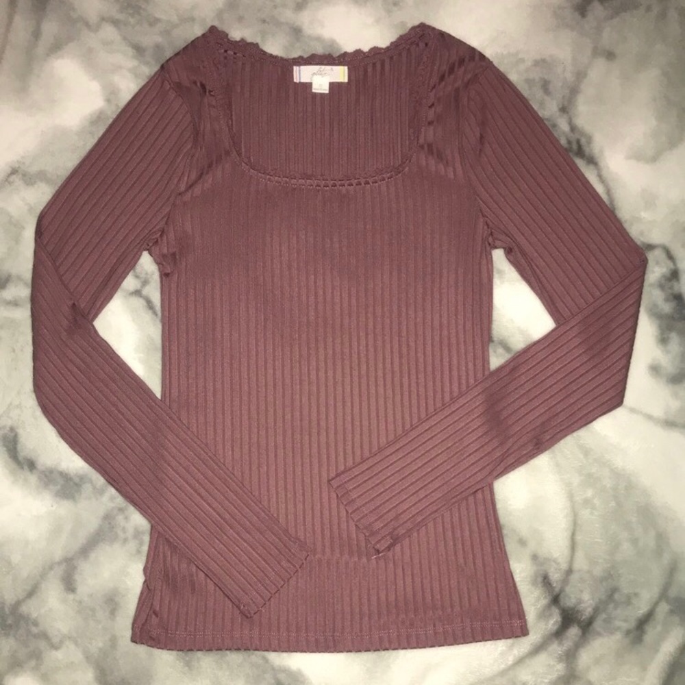 Glitz ribbed lace trim bodycon top